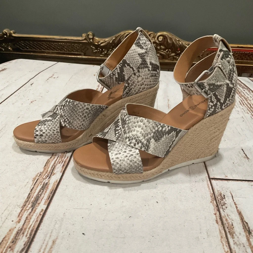TREASURE & BOND POPPY ESPADRILLE WEDGE SNAKE PRINT WEDGE SANDALS‎